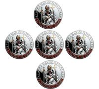 Moneta Sacro Guardiano Cavaliere Templare - Moneta sfida a due lati con scudo della Croce Rossa e design spada - Medaglione protettore religioso e regalo da collezione per veterani, pastori e credenti