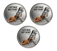 Moneta scimmia for supporto emotivo con custodia in acrilico, moneta sfida scimmia punch, gettone va bene non essere ok, moneta tascabile for sollievo dall'ansia(A 3PCS)