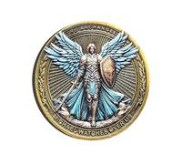 Moneta Sfida Arcangelo Michele con Salmo 91:10-11 - Religiosa ispiratrice da collezione con custodia protettiva trasparente, regalo cristiano per uomini e donne, gettone tascabile, promemoria fede e