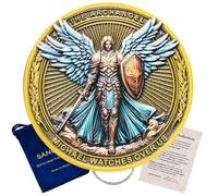 Moneta sfida Arcangelo Michele veglia su di noi, realizzata a mano e benedetta in Terra Santa, Salmo 91:10-11, oggetto da collezione religioso con custodia protettiva, l'originale con custodia regalo
