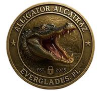Moneta Sfida Coccodrillo Alcatraz, Monete Metalliche da Collezione Senza Via di Fuga delle Everglades della Florida con Motivo Un Alligatore Feroce, Nuovo Divertente Design del 2025(1PC)