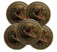Moneta Sfida Coccodrillo Alcatraz, Monete Metalliche da Collezione Senza Via di Fuga delle Everglades della Florida con Motivo Un Alligatore Feroce, Nuovo Divertente Design del 2025(5PCS)