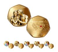 Moneta tascabile con foto personalizzata, 100 lingue diverse, con scritta "I Love You", con nome e data, monete commemorative, idea regalo per donne, uomini, anniversari, matrimoni, fidanzamenti