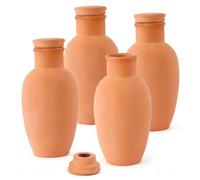 Monetais Confezione da 4 globi per irrigazione per Piante in Terracotta, irrigazione Automatica con Punte di in Argilla per Piante Vaso da Interni ed Esterni
