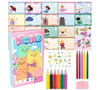 Monetais Kit da Disegno con spatola per Bambini, Kit da Disegno Arcobaleno per Bambini, Set di Fogli da grattare Arcobaleno Fai da Te in 3 passaggi con temi Carini, Giocattoli da spremere Style-2