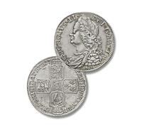 Monete antiche britannia, moneta oro antica regina vittorio Gran Bretagna, collezione moneta argento vecchie lire Regno Unito, per collezionisti di monete europee (George II Crown 1751)