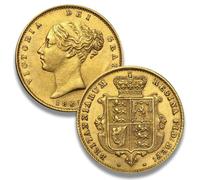 Monete antiche britannia, moneta oro antica regina vittorio Gran Bretagna, collezione moneta argento vecchie lire Regno Unito, per collezionisti di monete europee (Victoria Half Sovereign 1876)