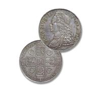 Monete antiche britannia, moneta oro antica regina vittorio Gran Bretagna, collezione moneta argento vecchie lire Regno Unito, per collezionisti di monete europee (George II Crown 1743)