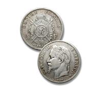 Monete antiche francesi, Collezione moneta argento francia, monete d'oro vecchie lire italiane per collezionisti, moneta commemorative antica europee (Napoleon III 5 fr. 1866)