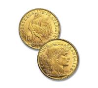 Monete antiche francesi, Collezione moneta argento francia, monete d'oro vecchie lire italiane per collezionisti, moneta commemorative antica europee (Marianne Coq Rooster 10 fr. gold 1907)