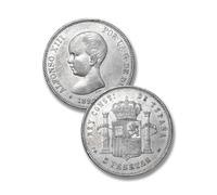 Monete antiche spagnola, collezione moneta antica argento spagna, moneta d'oro vecchie europee per collezionisti, monete commemorative italiane rare (Alfonso XIII 5 Pesetas 1888)