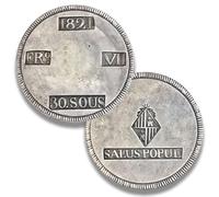 Monete antiche spagnola, collezione moneta antica argento spagna, moneta d'oro vecchie europee per collezionisti, monete commemorative italiane rare (1821 Fernando VII 30 Sous)