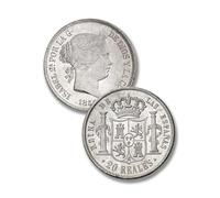 Monete antiche spagnola, collezione moneta antica argento spagna, moneta d'oro vecchie europee per collezionisti, monete commemorative italiane rare (Isabel II Madrid 20 R 1858)