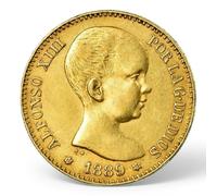 Monete antiche spagnola, collezione moneta antica argento spagna, moneta d'oro vecchie europee per collezionisti, monete commemorative italiane rare (1889 Alfonso XIII 20 Pesetas)