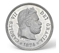 Monete antiche spagnola, collezione moneta antica argento spagna, moneta d'oro vecchie europee per collezionisti, monete commemorative italiane rare (1874 Carlos VII 5 Pesos)