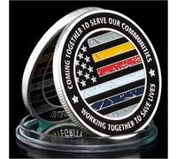 Monete Commemorative, Regalo da Collezione della Polizia dei Vigili del Fuoco degli Stati Uniti, Placcato in Argento, Moneta Ricordo Lavorare Insieme per Salvare Vite Umane