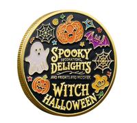 Monete da collezione di Halloween - token souvenir legale, moneta per lanterna di | Piego fortunato a tema oversize con opere d'arte elf dettagliata, regalo decorativo festivo per la mostra e la