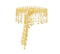 Monete d'oro delle donne della cinghia del metallo regolabile della catena della vita dei monili di danza del ventre gioielli per il vestito marocchino ed, Oro S, Taglia unica