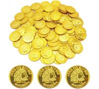 Monete d'oro in Plastica, 100 Pezzi, Set di Monete del Tesoro dei Pirati, Monete d'oro Finte, Giocattoli per Caccia alle Monete per Eventi a Tema Avventura Pirata