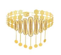 Monete d'oro personalizzate da donna nappa catena vita champagne cristallo strass barba a forma di gioielli per il corpo, Misura unica, Metallo Metallo Esotico