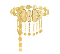 Monete d'oro personalizzate da donna nappa catena vita champagne cristallo strass barba a forma di gioielli per il corpo, Misura unica, Metallo Metallo Esotico