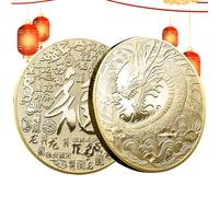 Monete Fortunate del Drago - Moneta da Collezione con Stemma commemorativo a Doppia Faccia del Drago,Distintivo commemorativo della Moneta Cinese Tradizionale Dragon per Il Prossimo Anno Nuovo