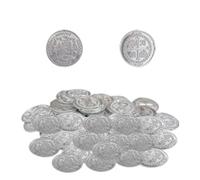 Monete Per La Caccia Al Tesoro Pirata - Moneta Giocattolo | Monete Per La Caccia Al Tesoro | 100 Pezzi Gold Silver Pirate Bit Con Caratteristica Di Dettaglio Lucida, False Giocate Per Bambini Per Fest