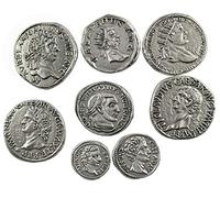 Monete Romane Antiche placcate Argento - Riproduzione Fatta a Mano 8 Pezzi