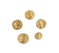 Monete Romane imperiali antiche placcate Oro - Collezione Set Riproduzione imperatori Romani 5 Pezzi - Artigianato Italiano, Fatte a Mano - Made in Italy