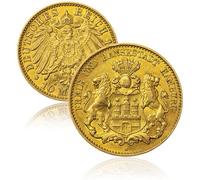 Monete tedesche seconda guerra, Moneta antica Germania, moneta argento antica da collezione, collezionisti monete oro antiche italiane europee, regali vintage (1907 Hamburg 20M Gold)