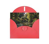 Monet's Garden - Biglietti di auguri in carta perlescente rossa, 15 x 10 cm, con buste per compleanni, matrimoni e condoglianze