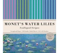 Monet's Water Lilies Scalloped Stripes Classic Art Color Palette Scrapbook Paper: 20 Double-Sided Sheets for Decorative Paper Projects, Junk Journals, ... and Mixed Media | 8.5x8.5 in (21.6x21.6 cm)