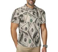 Money American Hundred Dollar Bills - Polo da golf da uomo, ad asciugatura rapida, a maniche corte, Stile:, 6XL
