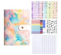 Money Binder, A6 Cash Envelope Organizer, Budget Planner Notebook con tasche con cerniera e etichette Cards, cover in pelle PU (1 set), per School Travel Home Budgeting Use More