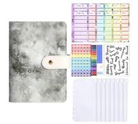 Money Binder Organizer, A6 Savings Challenge Book, 7.4x5.31 inches Budgeting Notebook with Zipper Envelopes, Cash Pouch Bill Tracker 12 Envelope, Multicolor for Kids Adults Financial Planning