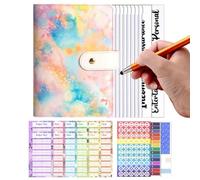 Money Binder Organizer, A6 Savings Challenge Book, 7.4x5.31 inches Budgeting Notebook with Zipper Envelopes, Cash Pouch Bill Tracker 12 Envelope, Multicolor for Kids Adults Financial Planning