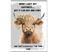 Money Can't Buy Happiness: Mini Cow Paperback Prayer Journal | College Ruled Notebook For Women Students And Kids