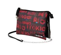 Money Heist La Casa di Carta Cities-Borsa Handy Tripla, Rosso, 24 x 17 cm