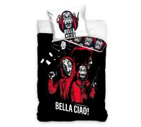 Money Heist Set Copripiumino Singolo Ciao Bella Biancheria Due Facce 100% Cotone