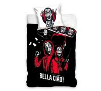 Money Heist Ciao Bella Set Copripiumino Singolo 2-in-1 Disegni 100% Cotone Letto