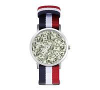 Money Hundred Dollar Bills Orologio da polso al quarzo personalizzato con numeri arabi con cinturino regolabile per uomo e donna, stile regolare, MHXYZHW, Stile:, regular, MHXYZHW