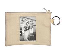 Money John che suona la chitarra Bill Coin Artist Singer famoso portachiavi portamonete beige