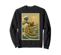 Money Puggy Great Wave off Kanagawa - Dog Pug Brainrot Meme Felpa