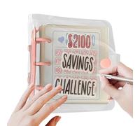 Money Saving Binder, 2.1k Challenge Book, 4.53x4.53x0.98 Inches Budget Cash Organizer, Portable Tracker Notebook, Financial Goal Planner, for Women Children Students Teens Teenagers Saver Storage