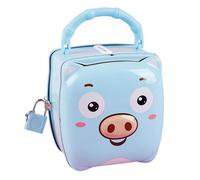 Money Saving Box, Key Lock Small Cash Box, 3,74 x 3,94 in Safe Bank Money Boxes, Portable Metal Container, Autentico Design for Nursery Decor, Boys and Girls