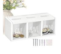Money Saving Box - Wooden Wall Mount Clear Window Organizer | Savings box