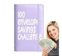 Money Saving Challenge, 100 buste Budget Binder, 100 Days Tracker Planner, Risparmia 5050 dollari, organizer per obiettivi per uomini, donne, adulti, bambini, nero, blu, rosa, viola, 1 pezzo