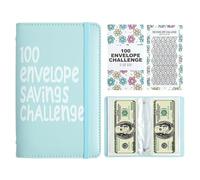 Money Saving Challenge, 100 giorni Cash Envelope Budget Binder, A5 Savings Planner Book con 100 buste in PU, traccia reddito e risparmio per obiettivi finanziari, 17,8 x 11 cm