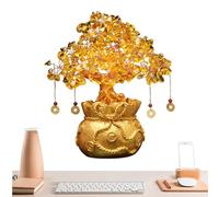 Money Tree - Citrine Crystal 7x15cm | Chinese Crystal Coin Tree | Traditional Table Decor For Fortune And Good Luck Wealth Prosperity Home Office New Year Gift