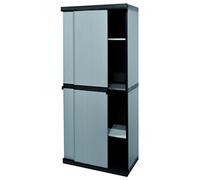 Pidema Armadio tuttopiani da esterno con quattro ripiani e due ante scorrevoli. Armadietto multiuso in resina da giardino, misure 165x68x40,5 cm. - 8006444007034